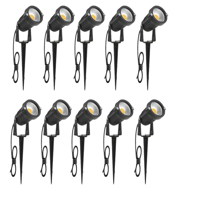 1 Meter Cable IP65 LED Garden Lawn Lamp Light 5W 10W Spike Landscape Lamp AC DC12V24V Warm White Blue Spot Lights 220V110V