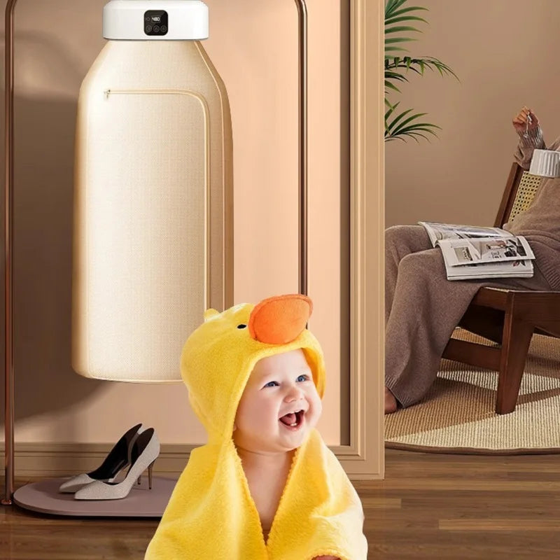 Tidesmit portable foldable laundry dryer machine showcasing 360-degree hot air drying features for socks and underwear
