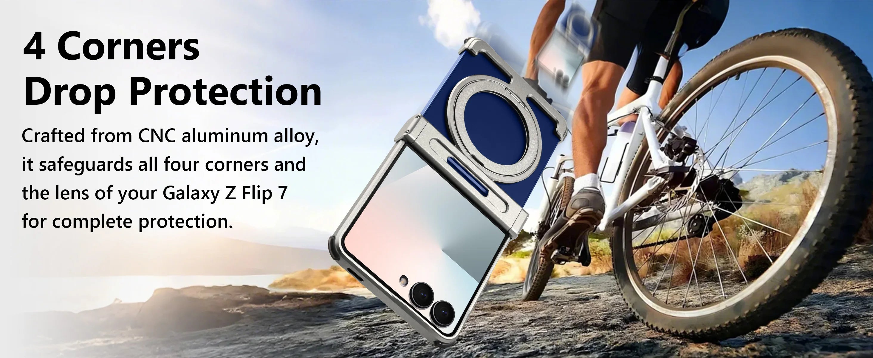 Samsung Galaxy Z Flip 7 Metal Frame Case with 360 Ring - Titanium Tidesmit