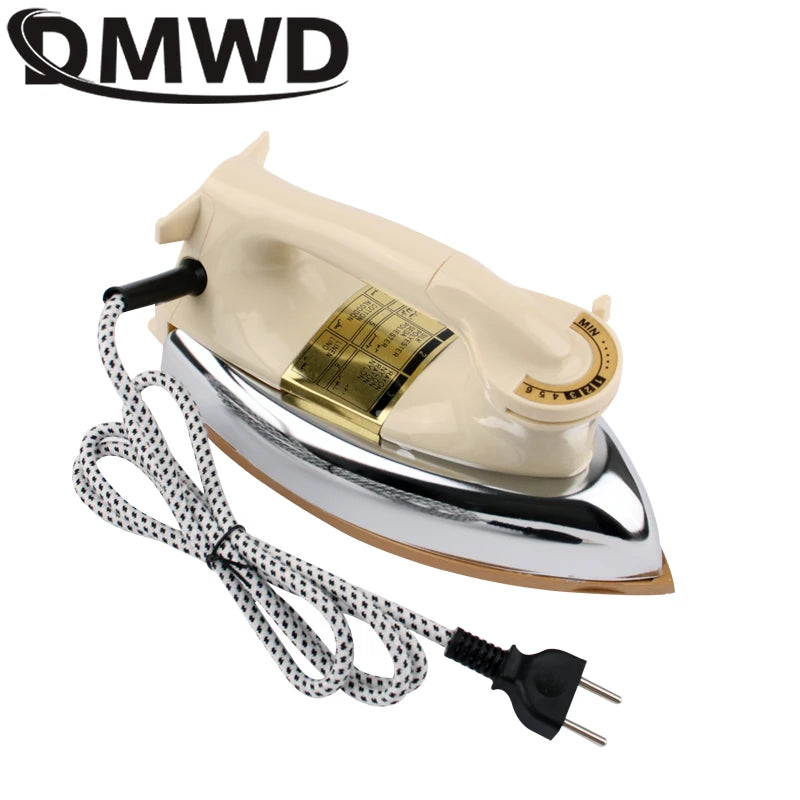 Tidesmit DMWD 1000W mini handheld electric dry iron showing compact iron base for craft stickers and wrinkle removal