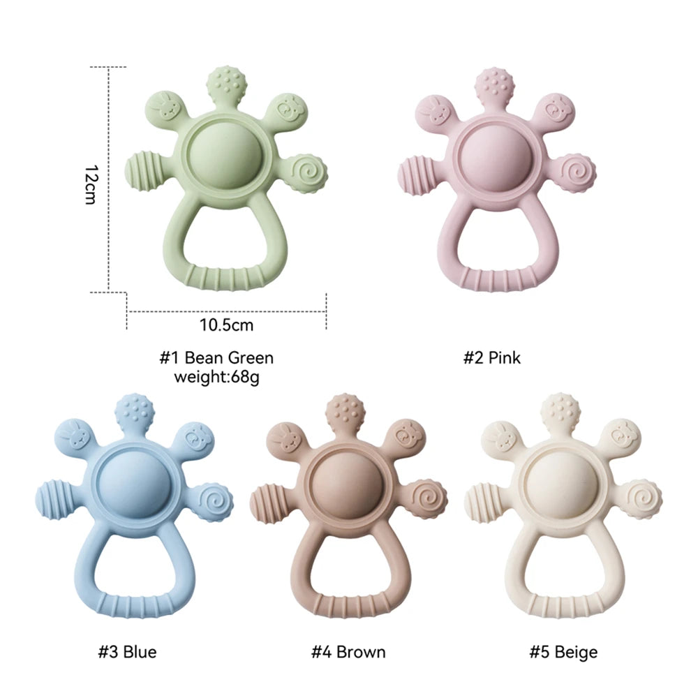 Baby BPA Free Silicone Teether Toy Rattle Silicone Teething for Teeth Newborn Accessories Food Grade Infant Soothing Nusing Toys