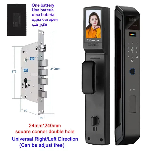 WIfi Tuya APP Remote Unlock Voice Intercom 3D Face Recognition Smart Door Lock With Camera Fingerprint Password Digitl Door Lock