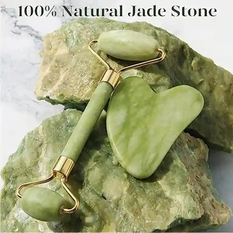 Jade Roller and Gua Sha Set: Natural Facial Massage Tool Kit Massage Roller Tidesmit