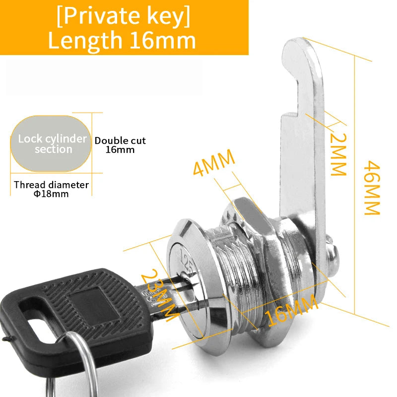 5Set Security Lock Metal Cylinder Cabinet Locker Cam Lock With Keys Security Mailbox Lock Drawer 16mm/20MM/25MM/30MM