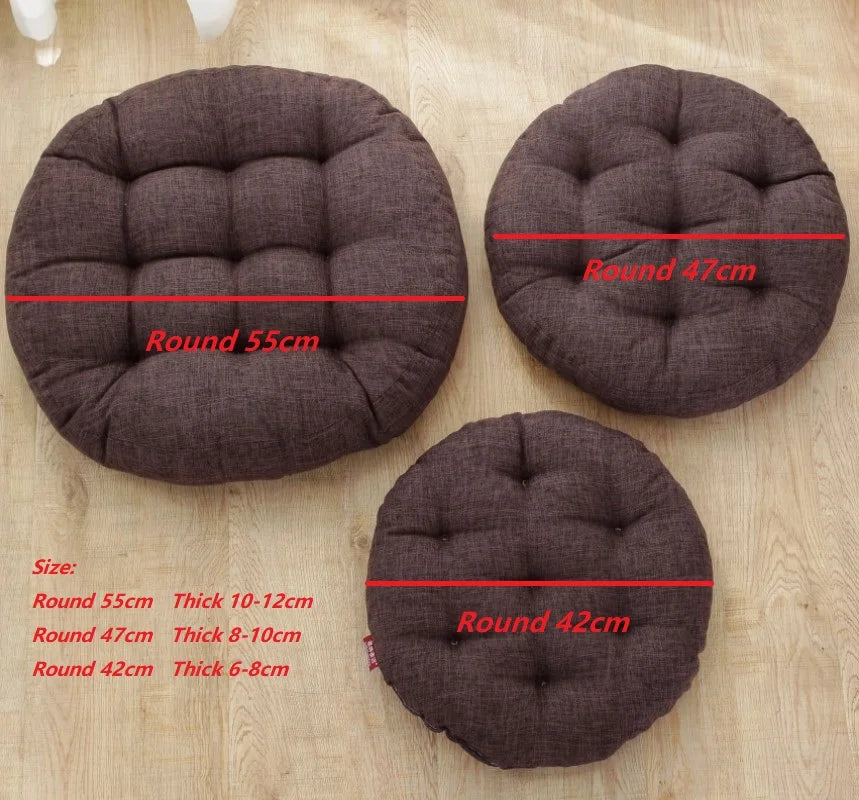 Thick Tufted Seat Cushion Natural Linen Round Floor Pillow Seating Cushion Home Décor Pouf for Meditation Yoga For Adult Kid Pad