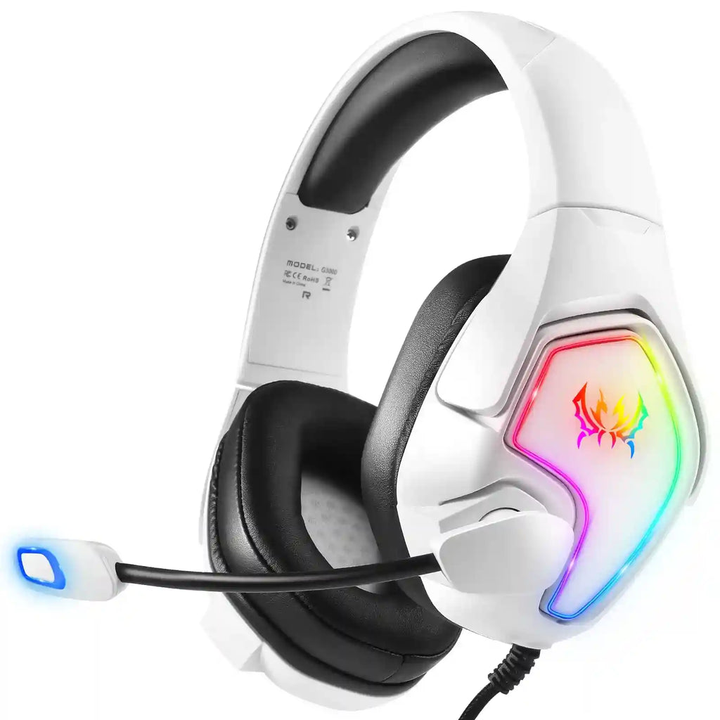 Gaming Headset G3000 White: Low Latency Over-Ear PC & PS5 Audio G3000 WHITE Tidesmit