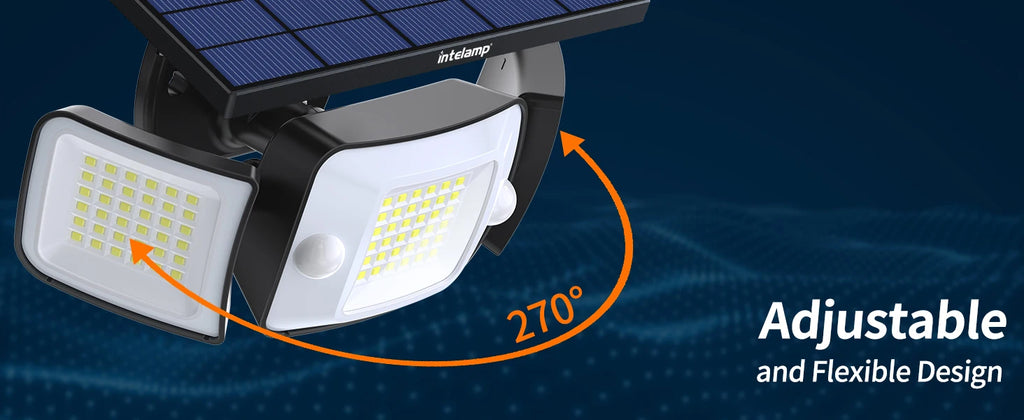 Intelamp Top Brand Long Life 4000Mah Outdoor Solar Led Lights Spotlight Large Solar Panel With 3 Modes Two Motion Sensors Security Flood Light Wall Lamp For Garden Yard Garage