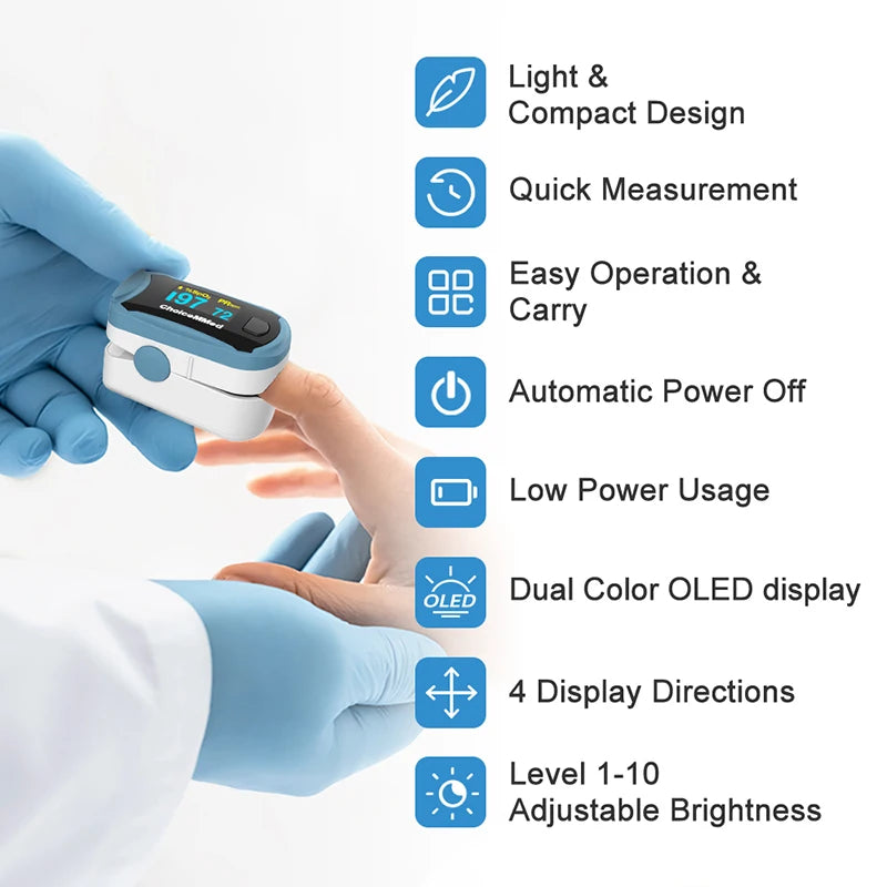 ChoiceMMed Dual Color OLED Finger Pulse Oximeter Fingertips SpO2 Mointor Pulse Oximetro Saturometro de oxigeno MD300C29