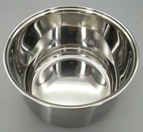 Stainless steel rice cooker inner pot interior with polished walls