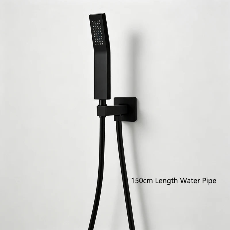 Ceiling Mounted Thermostatic Shower System, LED Rainfall Shower Head with Waterfall Spout & Handheld Sprayer, 3 Function Concealed Constant Temperature Anti-Scald Bathroom Shower Faucet Set