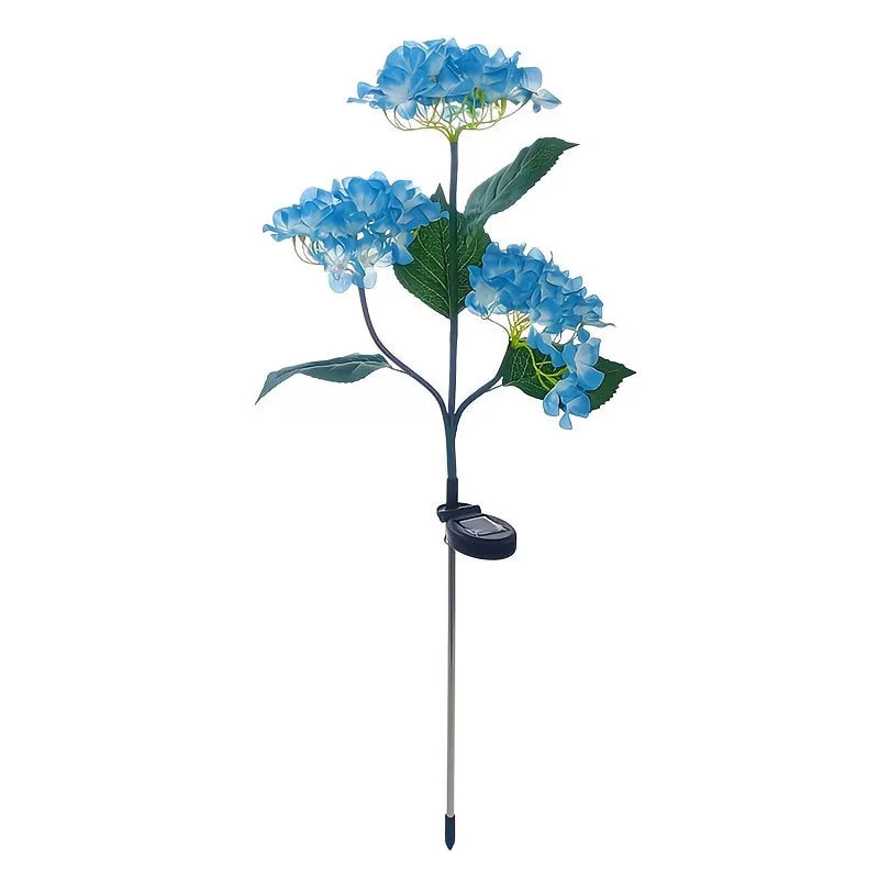 Solar Garden Lights Outdoor Blue Hydrangea Flower Pathway Light for Yard  Garden Lawn Decoration