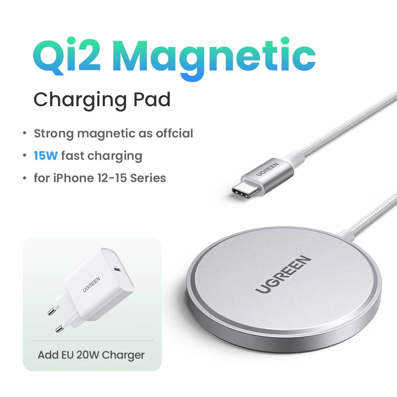 Wireless Charger for iPhone 16: Qi2 Certified MagSafe Compatible Pad Add 20W EU Charger 1 Tidesmit