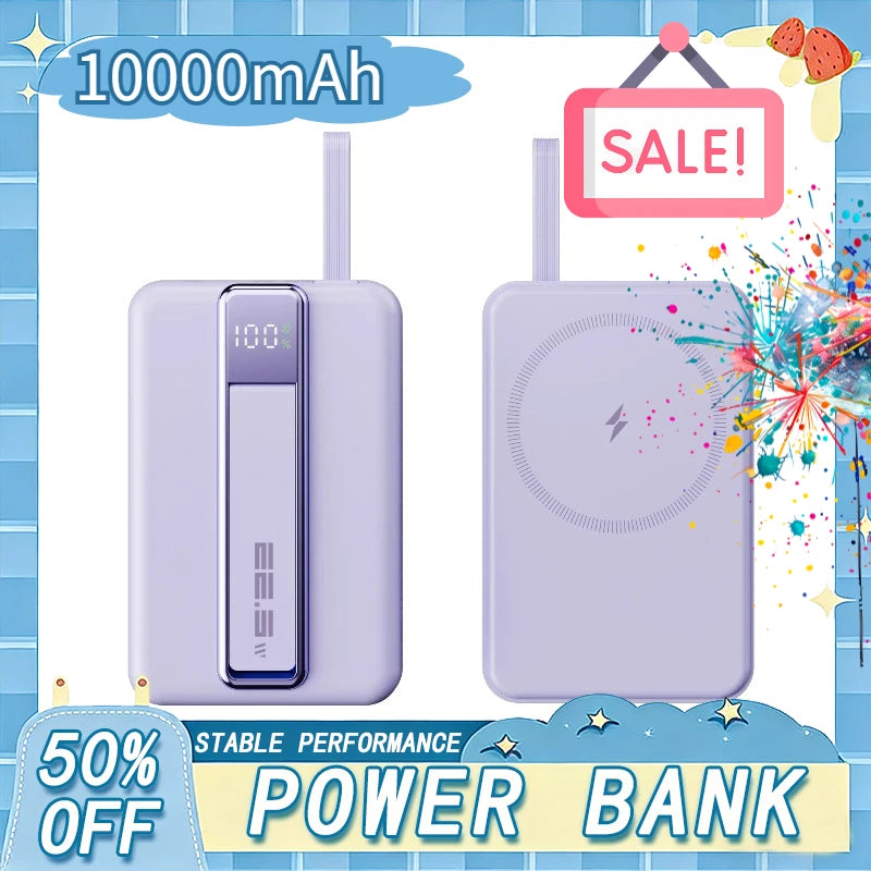 Magnetic Wireless Power Bank 10000mAh Fast Charger with Stand Tidesmit