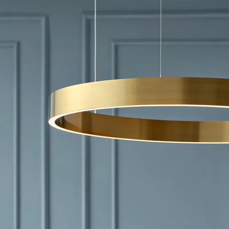 Modern LED Ring Chandelier Pendant Light - Gold & Black Finish Tidesmit