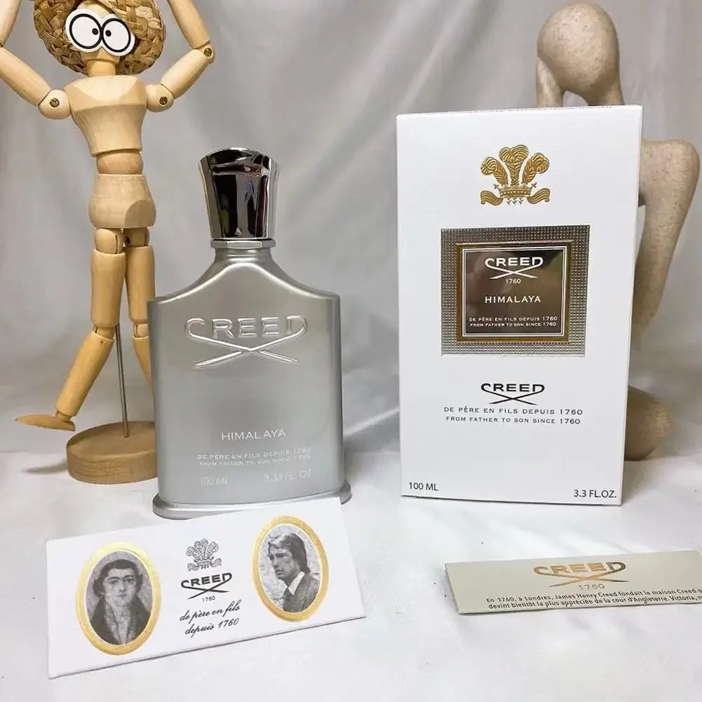 Creed Himalaya EDP for men: metallic silver spray bottle, 100ml luxury unisex cologne with iconic branding and box.