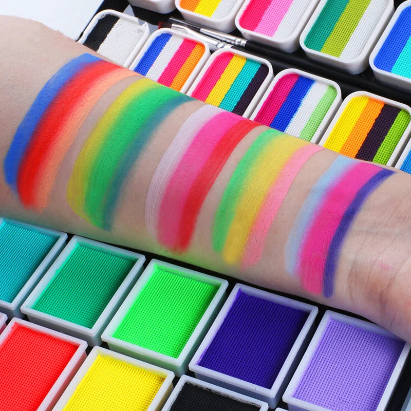 Tidesmit 12 color water-activated face and body paint palette for professional Halloween cosplay makeup detail view