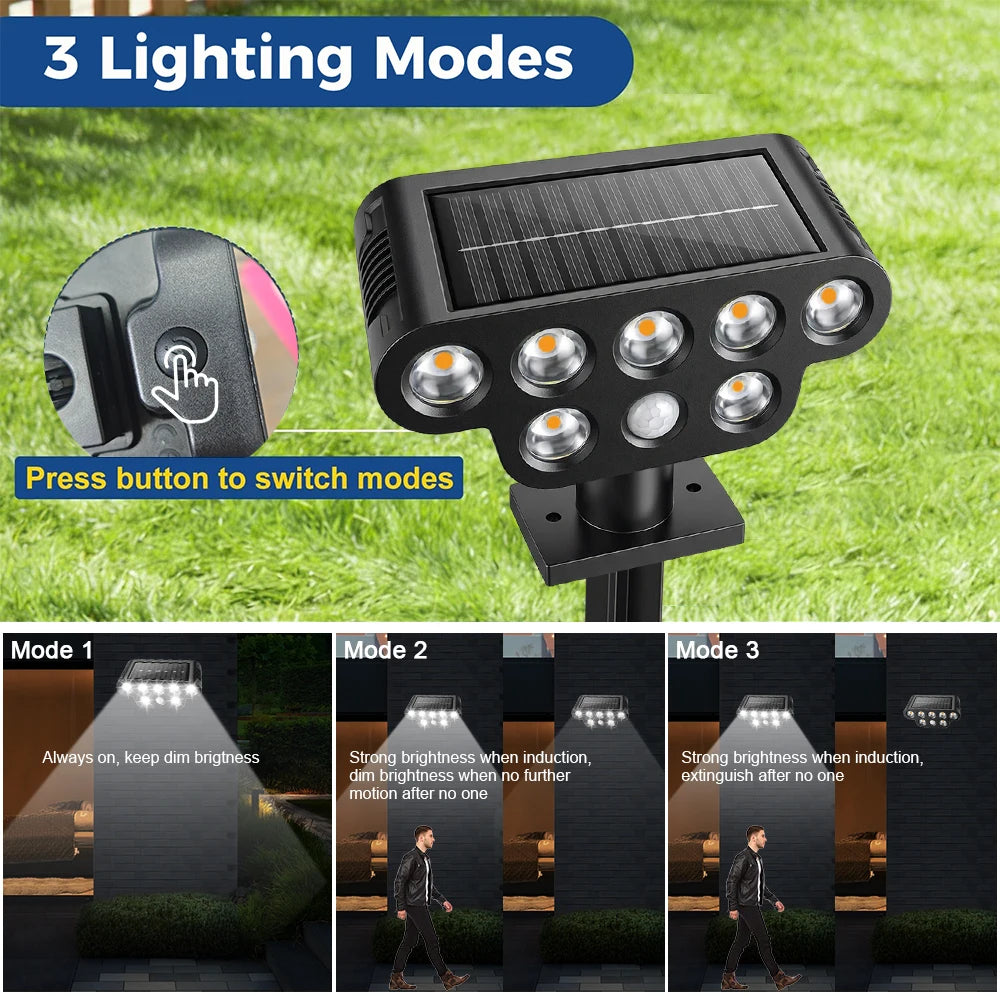 7 LEDs Solar Pathway Light Outdoor Solar Lamp Waterproof Landscape Lighting for Garden Yard Patio Walkway Driveway Camping Decor