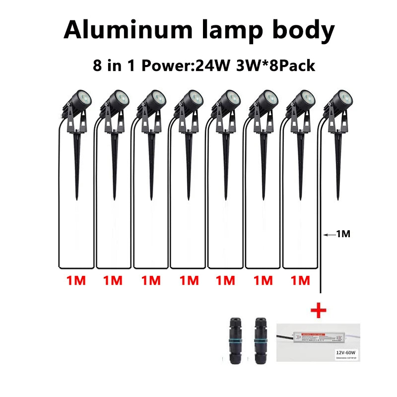 24V Low Voltage LED Garden Spot Lights 6-14Pack IP65 Waterproof + Transformer Outdoor Yard Patio Pathway Decorative Lighting