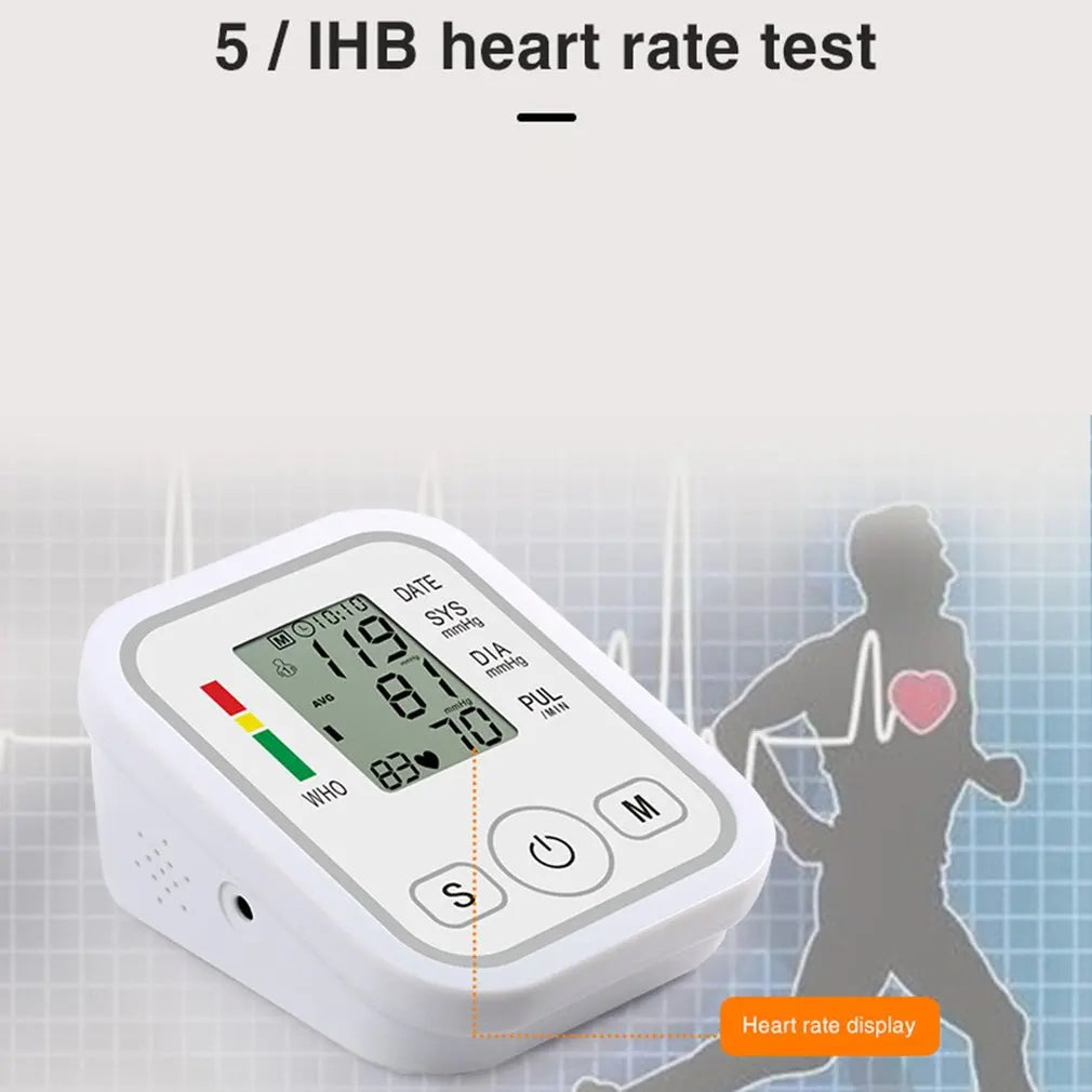 Automatic Digital Arm Blood Pressure Monitor Tonometer Meter Sphygmomanometer LCD Portable Health Care Pulse Meter BP Monitor