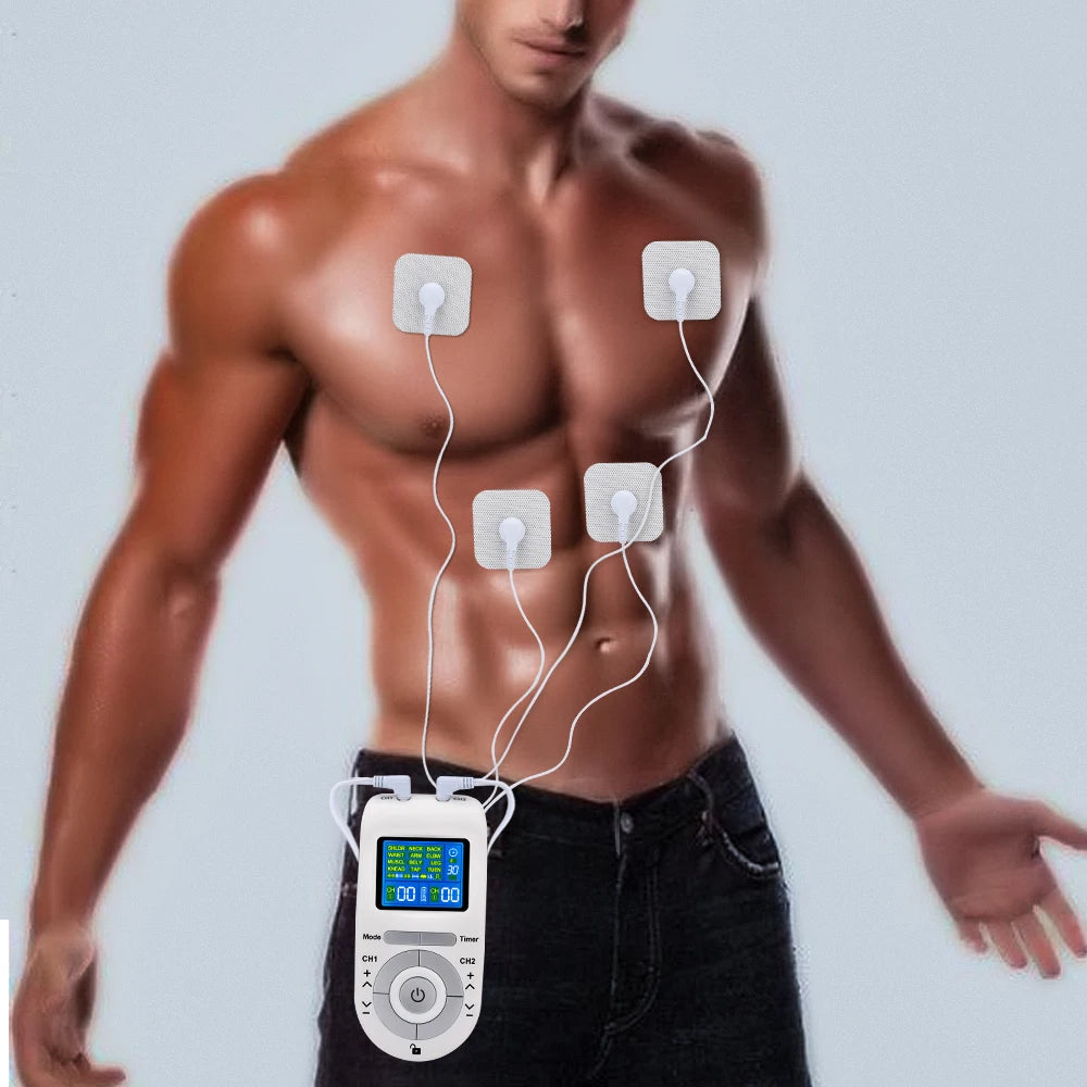 Electric TENS Muscle Stimulator - 4-Mode Portable Massager White Back Massage Instrument Tidesmit