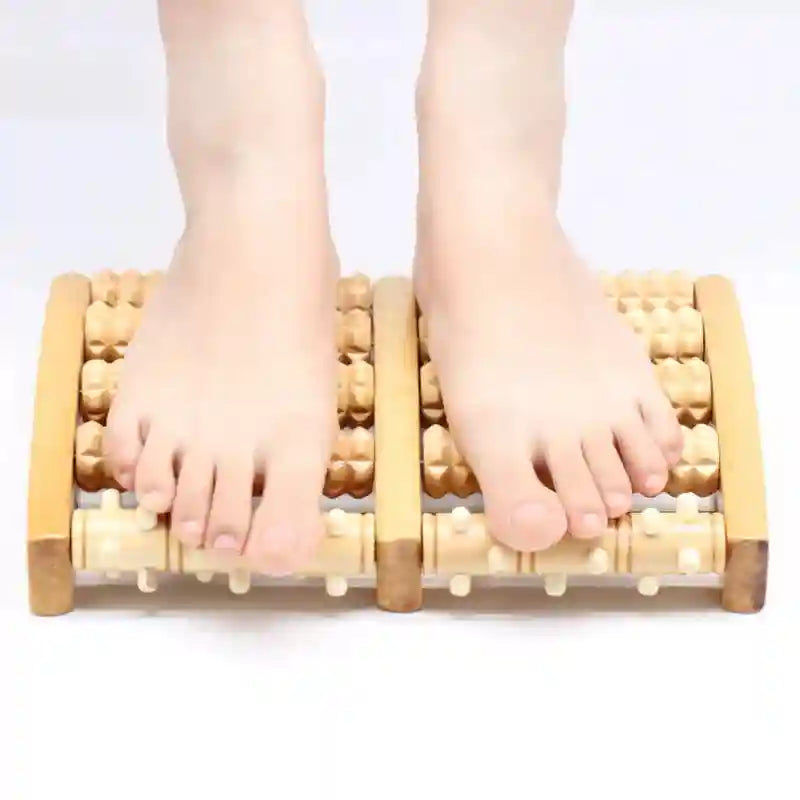 Wooden Foot Massager Roller for Reflexology and Home Stress Relief Relaxation Treatment Tidesmit