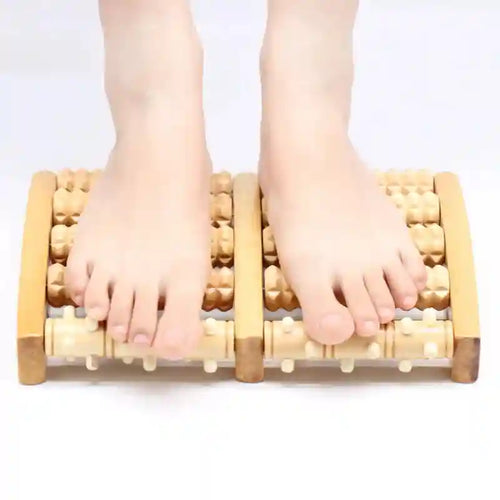 Wooden Foot Massager Roller for Reflexology and Home Stress Relief Relaxation Treatment Tidesmit