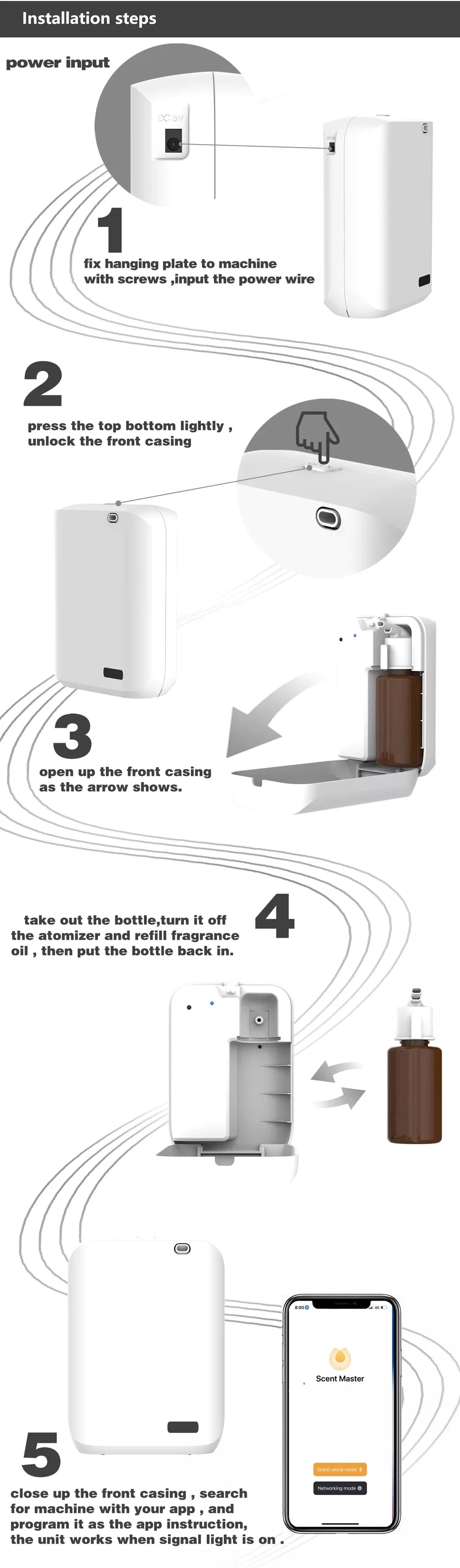 Smart Scent Air Machine for Home Room Fragrance Diffuser Electric Smell For Home Bluetooth Waterless Diffuser For Hotel Spa