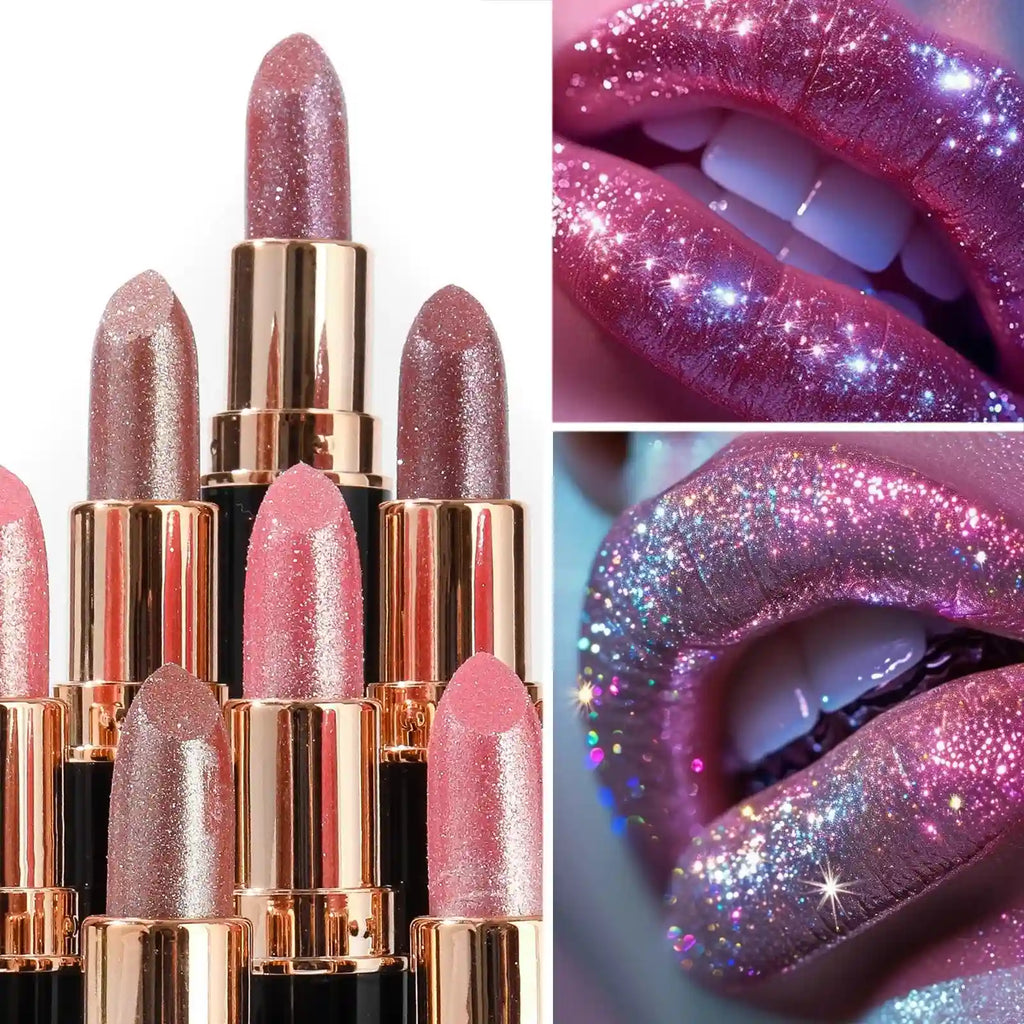 Metallic Glitter Waterproof Lipstick - Long-Lasting Shimmer Formula Lip Care Tidesmit
