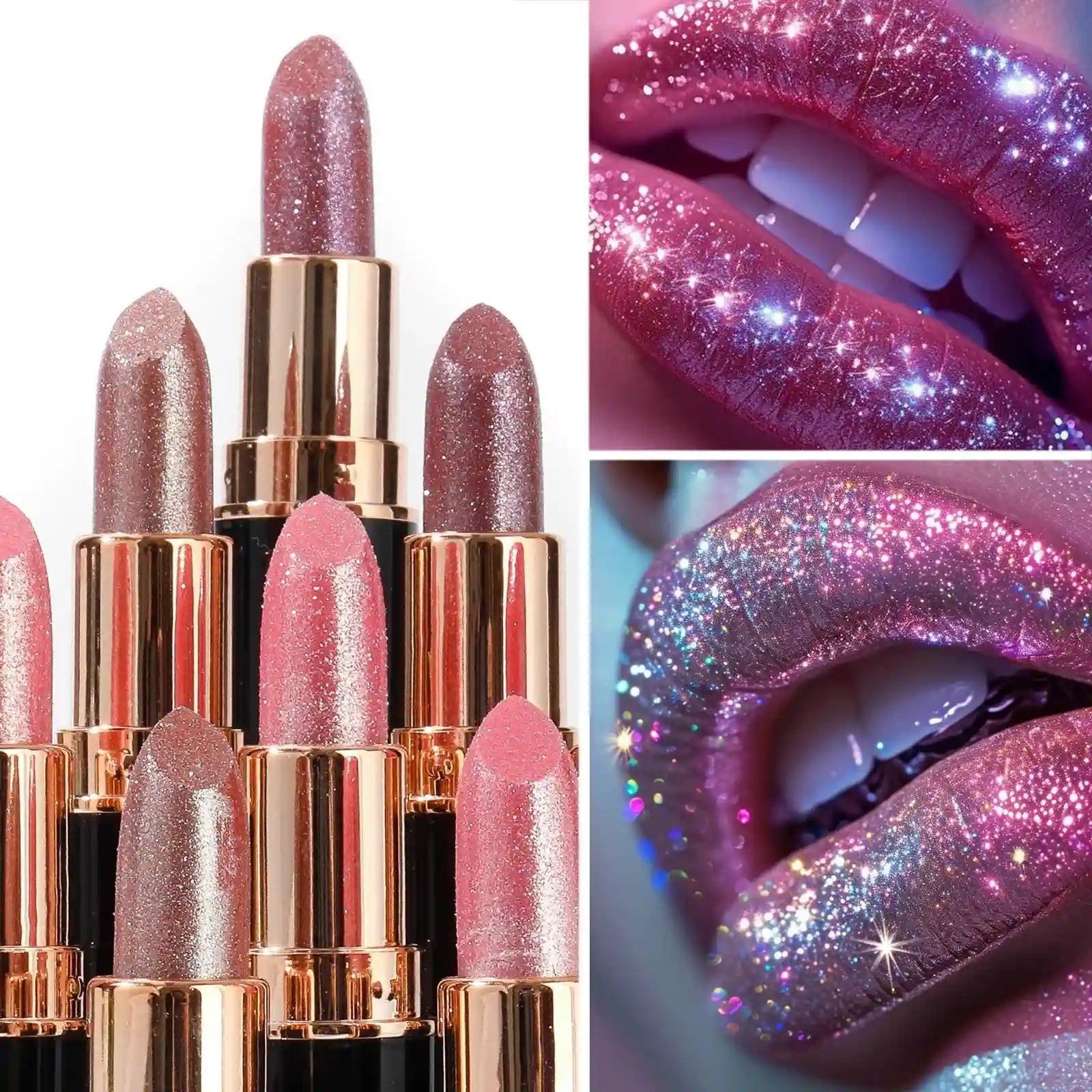 Metallic Glitter Waterproof Lipstick - Long-Lasting Shimmer Formula Lip Care Tidesmit