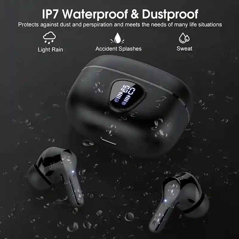 Tidesmit Wireless Earbuds with ENC Mic - 48H Playtime - Waterproof Black Tidesmit
