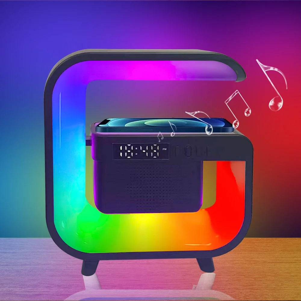 Wireless Charger Stand with Bluetooth Speaker and RGB Light - G3 Black Tidesmit