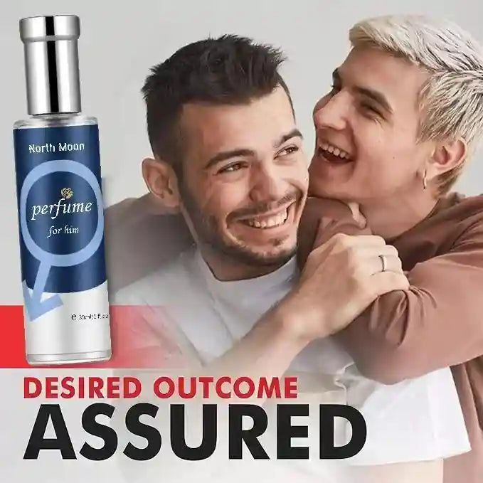 North Moon pheromone cologne for men in a slim silver-capped glass bottle. Long-lasting scented fragrance for dating.