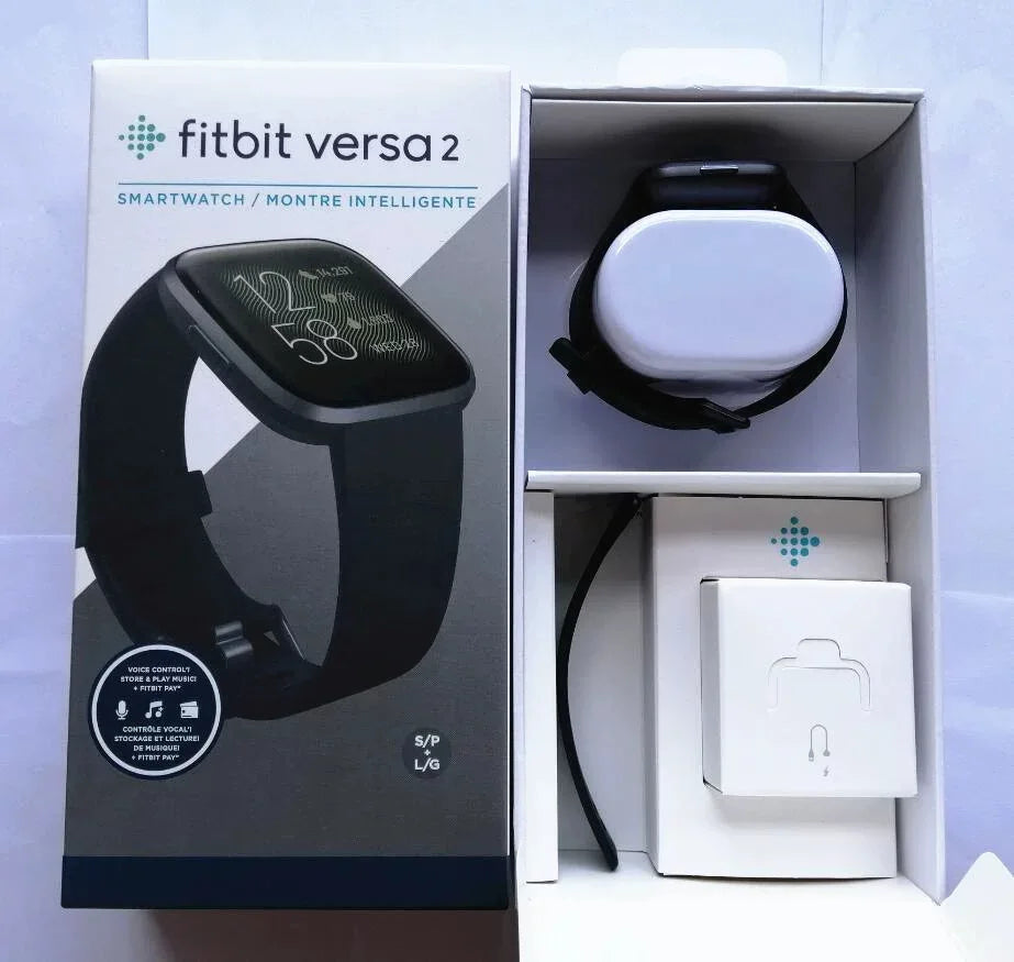 Fitbit Versa 2 Health and Fitness Smartwatch with Heart Rate, Music, Alexa Built-In, Sleep and Swim Tracking, Black/Carbon