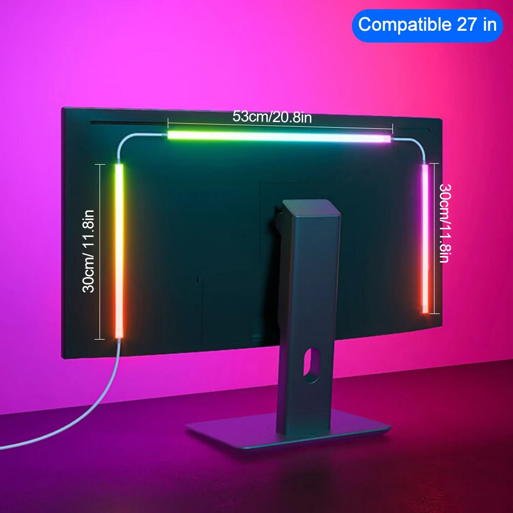 RGB monitor LED light strip, compatible with 27 in screens, glowing color bars