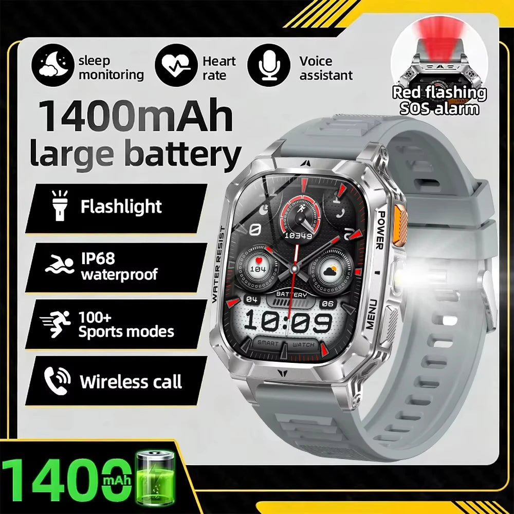 Gray smartwatch with light gray silicone strap and digital display
