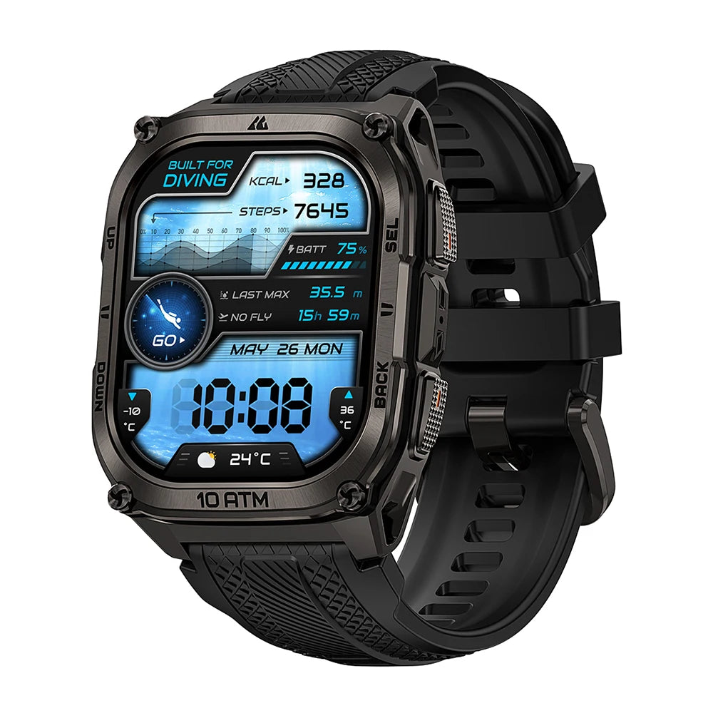 2025 KOSPET Tank M4 Rugged Smart Watch Stainless Steel GPS Offline Maps 10ATM 45M Freediving 24/7 Health Monitor for Android iOS