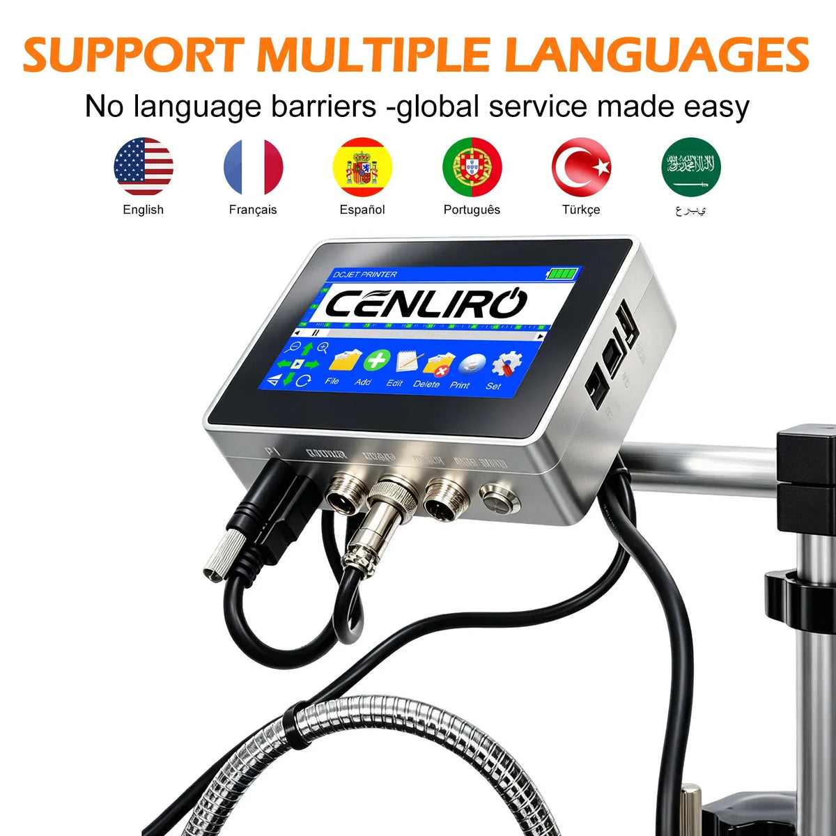 Cenliro CL3200 12.7/25.4mm Industrial Online Inkjet Printer with 4.3'' Screen for QR Barcode Batch Number Logo Date Coding