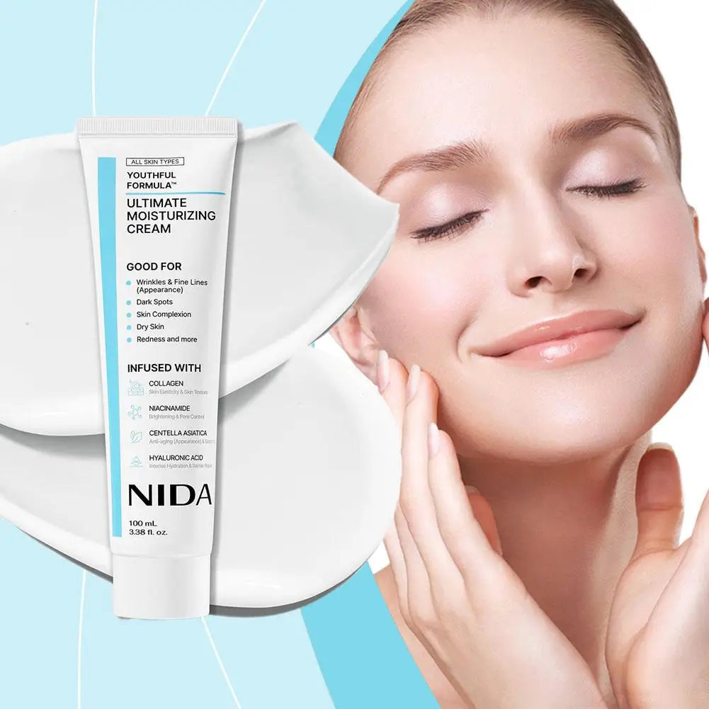 NIDA 100mL Face Moisturizer With Collagen Niacinamide For Brightening Skin Appearance Daily Nourishing Cream For All Skin 1PCS