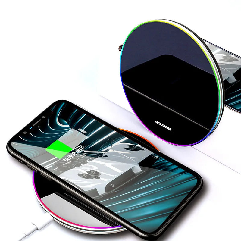 15W Wireless Charger Fast Charging for iPhone 15 14 13 X XR XS Max 8 for Samsung S10 S20 Note 10 20 Xiaomi Huawei Honor Phone