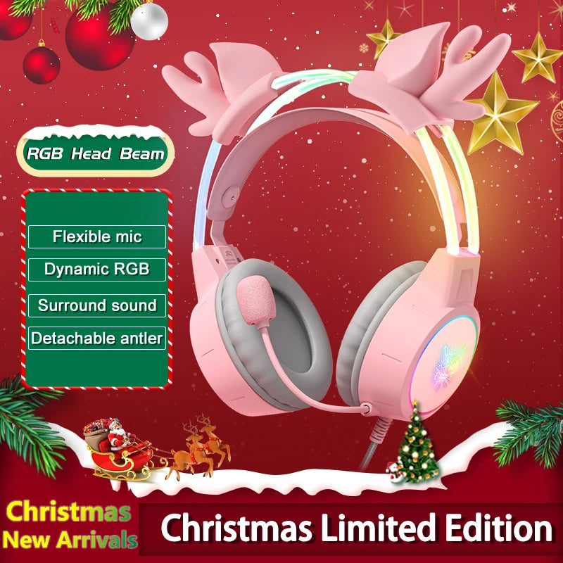 Pink Gaming Headphones with Cat Ears, RGB Mic, and Low Latency Audio Tidesmit