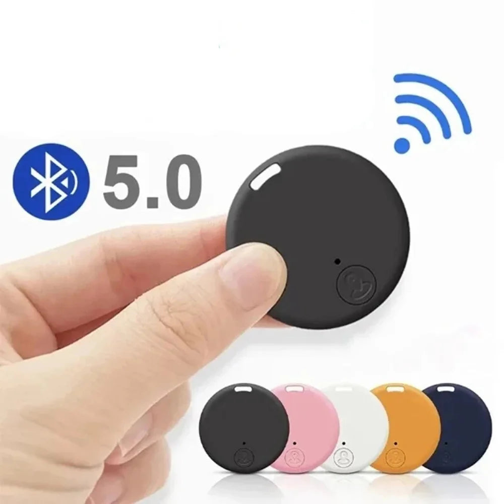 Mini Bluetooth 5.0 GPS tracker for pets and keys. Anti-lost smart locator device in multiple colors for easy tracking.