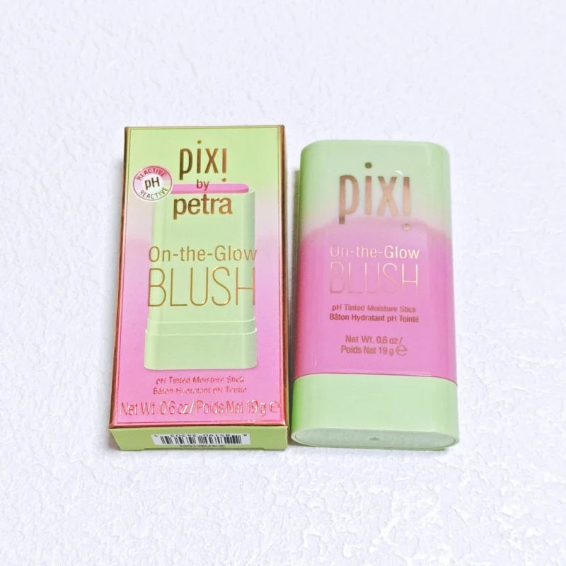 Tidesmit Pixi On-the-Glow cream blush stick in juicy ruby shade swatch for hydrating buildable face makeup color