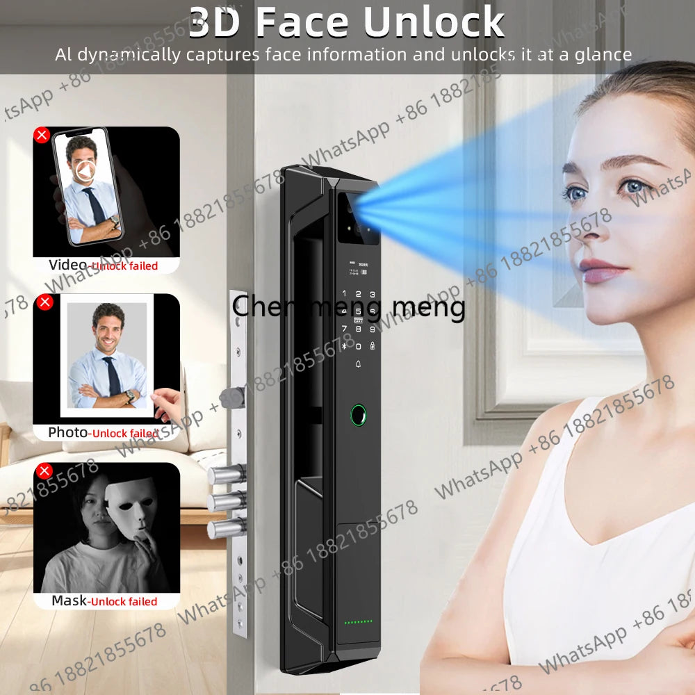RAYKUBE 21-language Voice Camera Palm Vein Smart Fingerprint Lock Face Recognition Digital Lock With Video Call P85