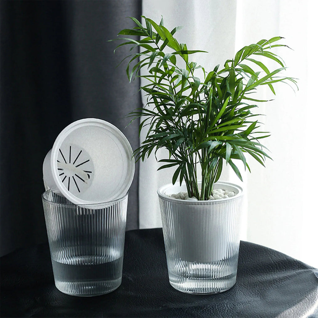 Clear Self Watering Planters Pots Household Anti Rot Self-Watering Planters for Living Room Plants Flowers Gardening Accessory