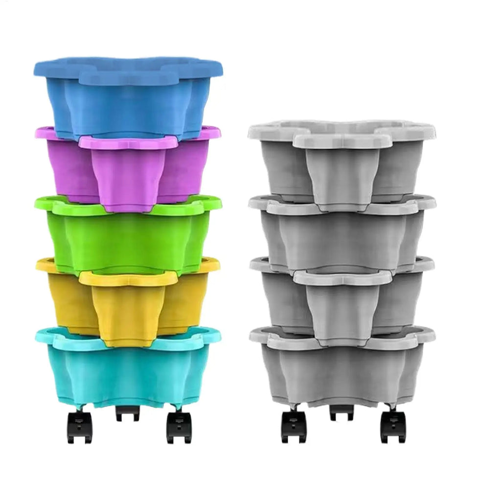 4/5 Tier Plant Tower With Wheels Stackable Plant Towers ABS Vertical Planter Tower For Strawberry Green Ivy Balcony Terrace