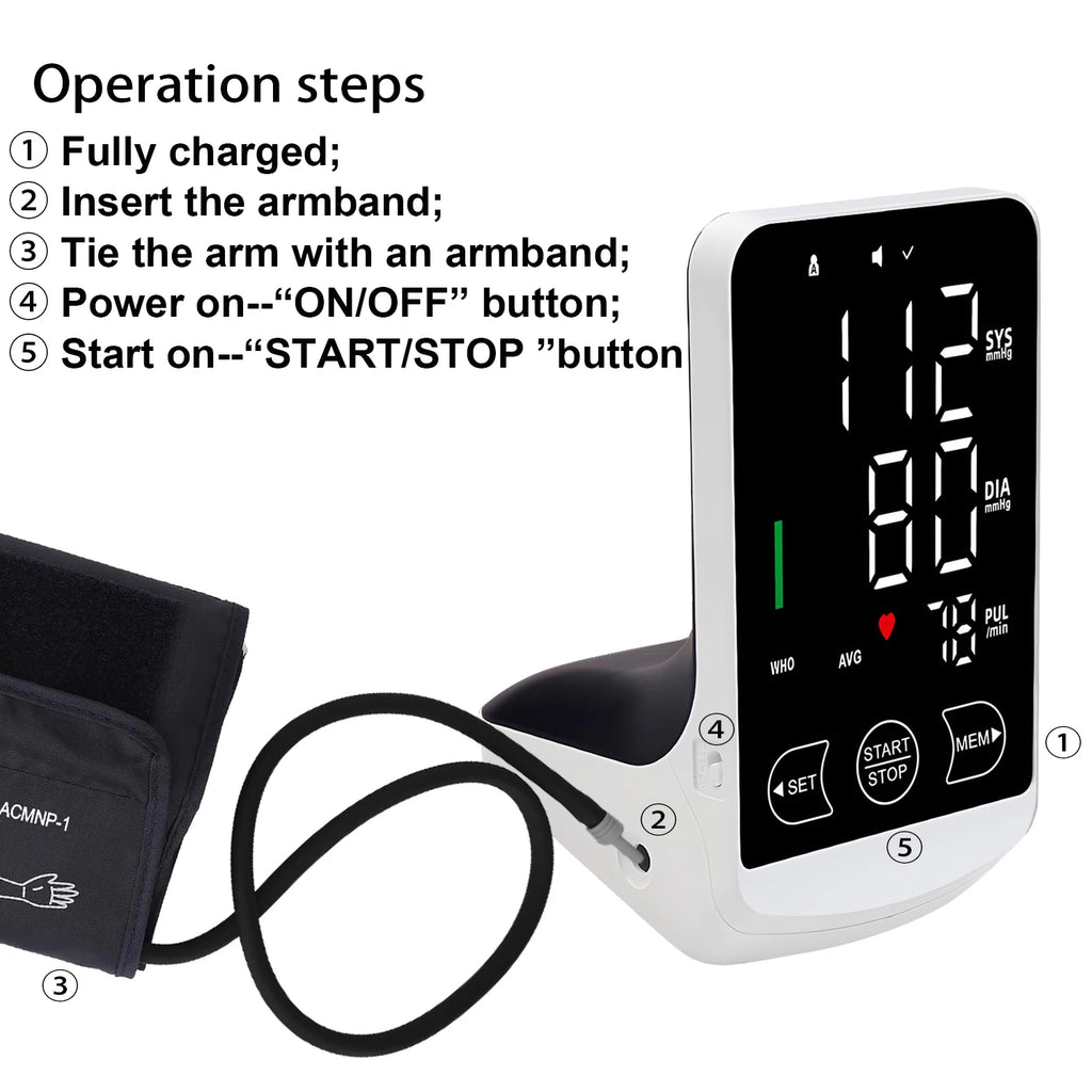 Blood Pressure Machine Arm-type Digital Blood Pressure Monitor Home Medical Sphygmomanometer Automatic Tonometer