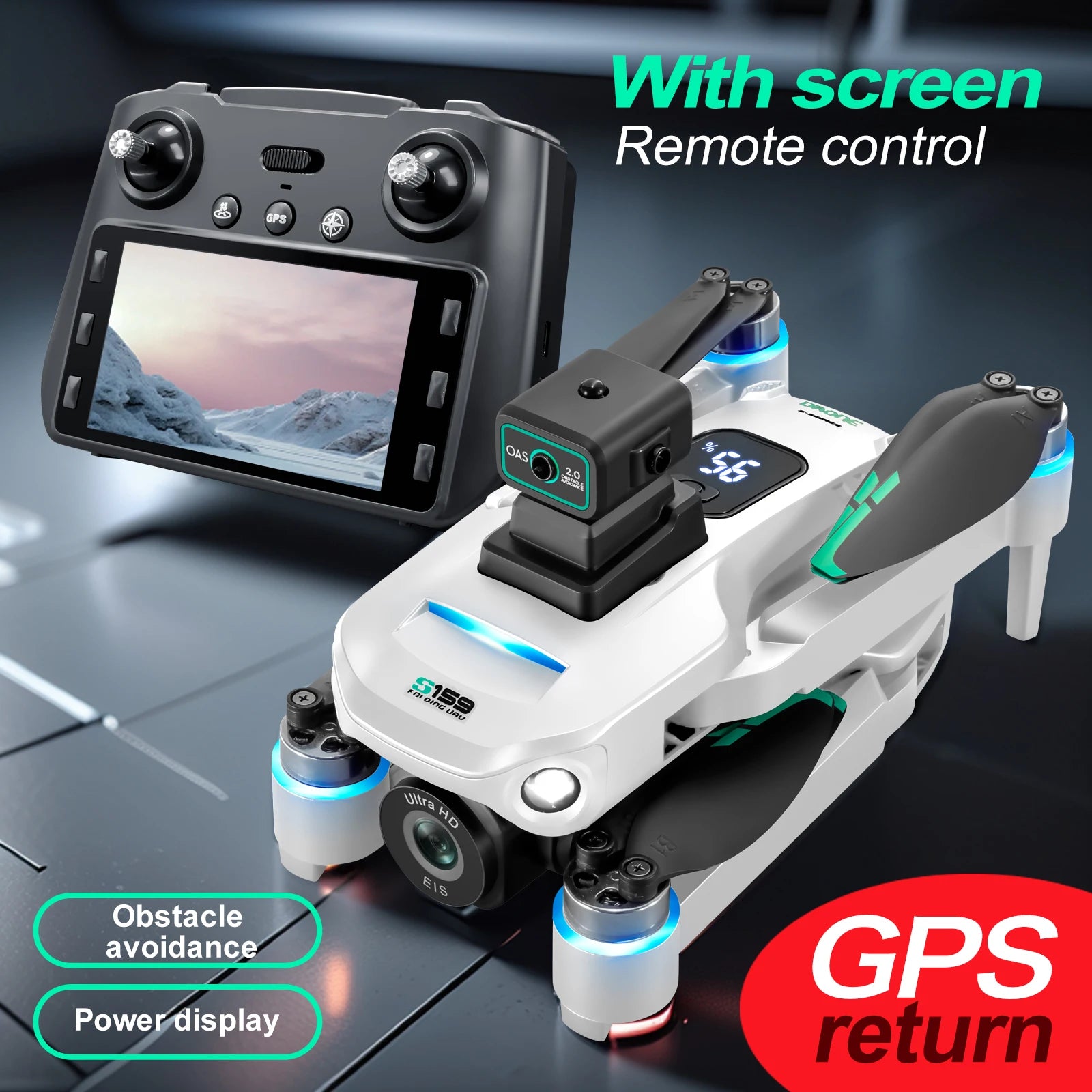 4K GPS Drone with Dual Camera and Remote Screen - Foldable Design Tidesmit