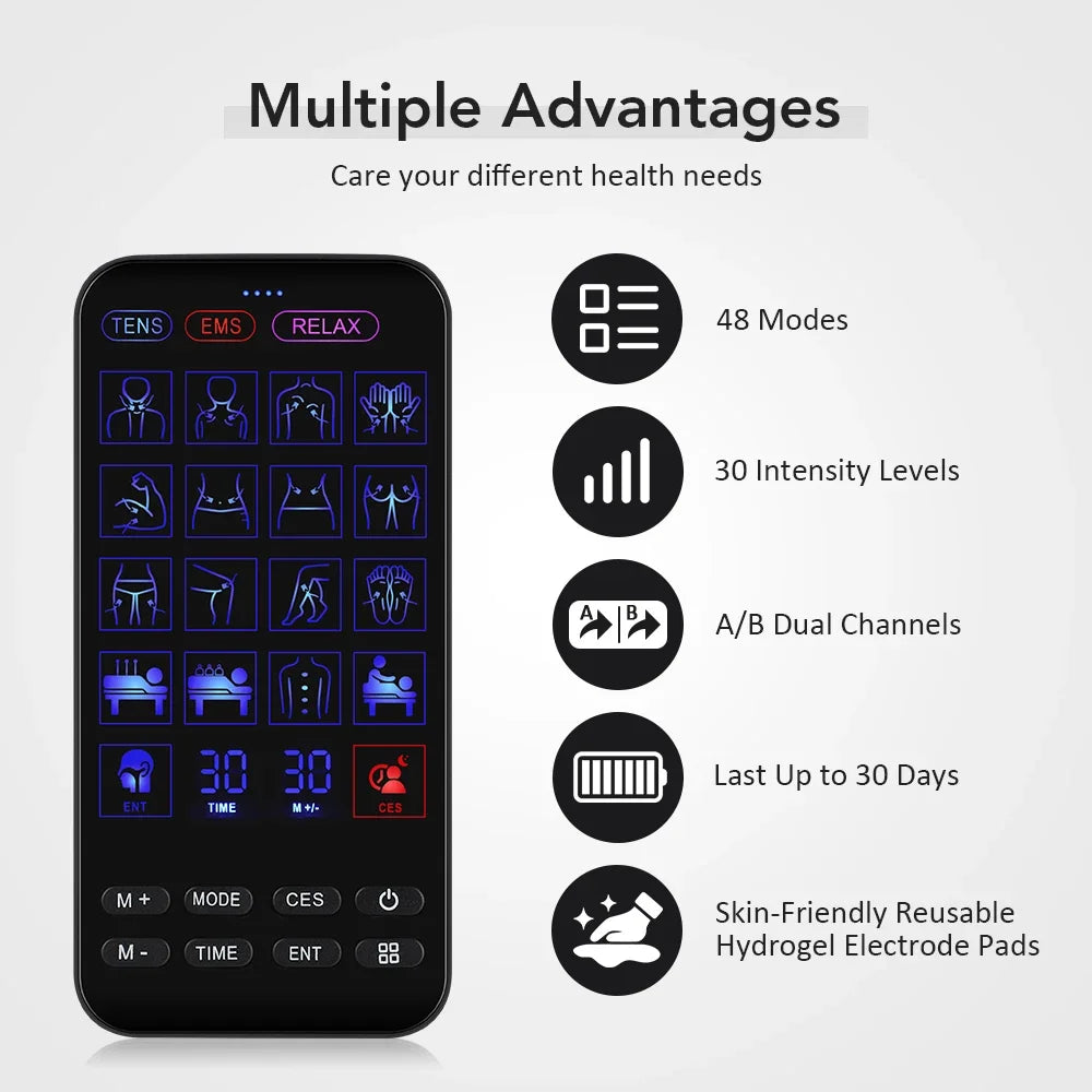 TENS Muscle Stimulator for Deep Tissue Pain Relief - Rechargeable Black Massage Chairs Tidesmit