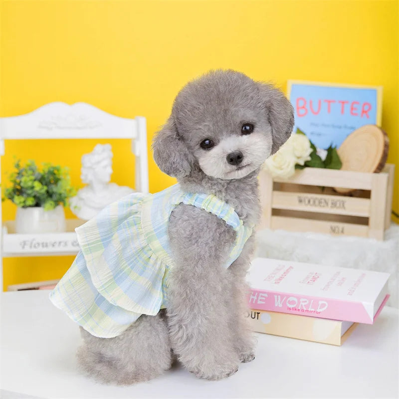 Candy Color Puppy Dog Layered Skirt Dresses Spring Summer Pet Clothes for Small Dogs Poodle Yorkshire mascotas Princess Dresses
