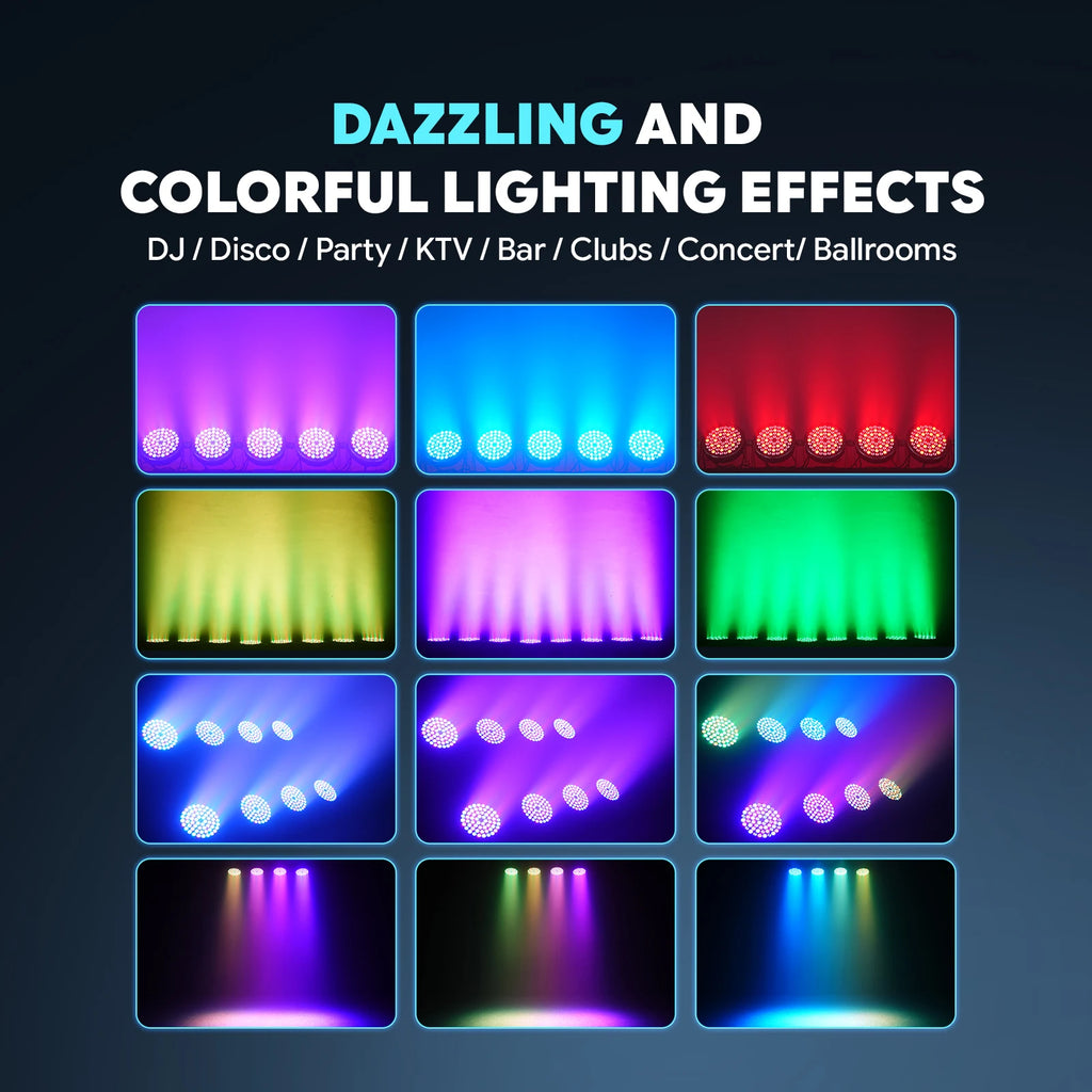 Somspot 4PCS 36W 60LEDs PAR Lights RGB DJ Party Lights Stage Effect Lighting Projector for Bar Disco Concert Wedding Theater